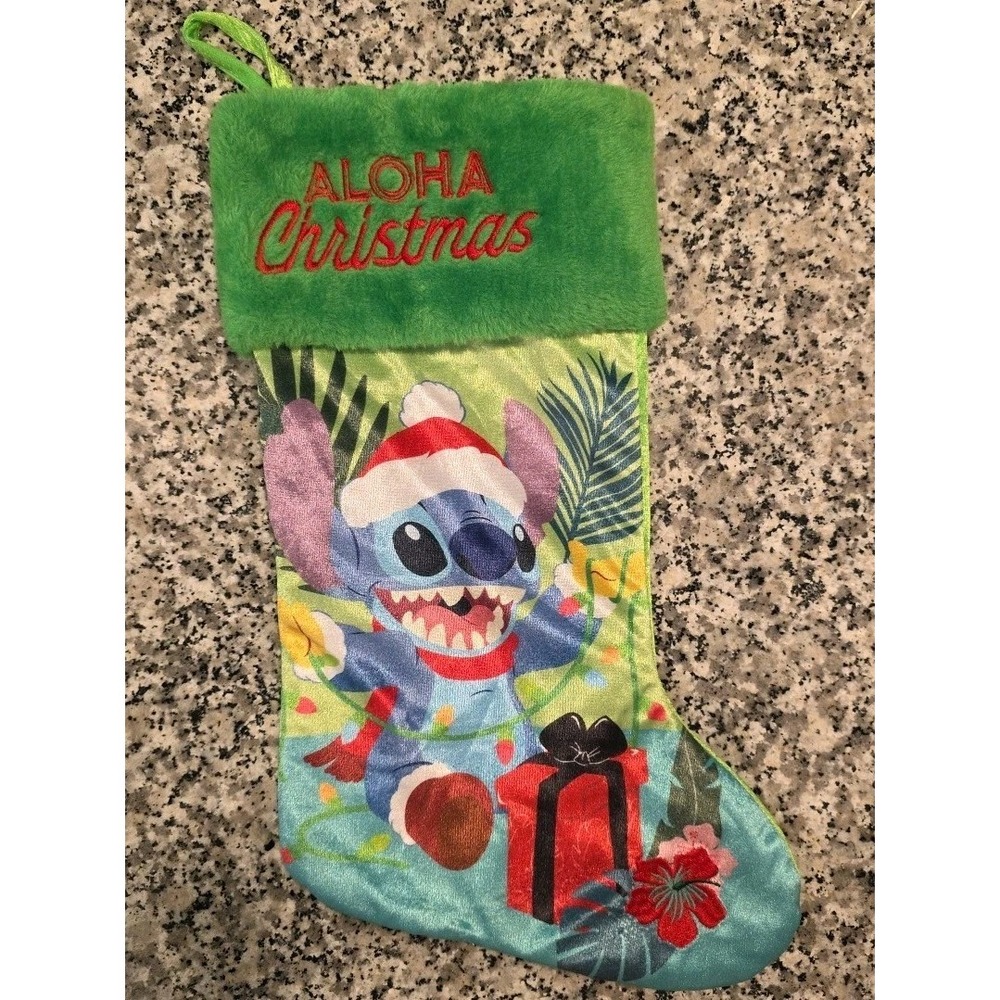 Disney Christmas Lilo & Stitch 17 in Stocking With Embroidered ALOHA CHRISTMAS